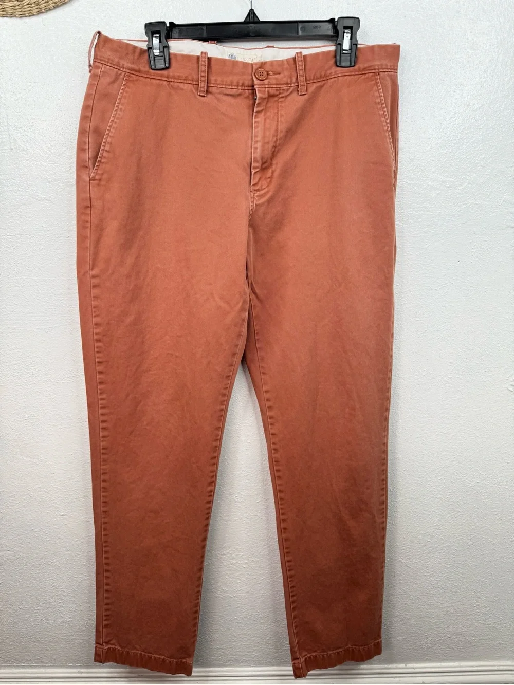 J.Crew Chino Pants Mens 34x34 Salmon Rust Orange Straight Leg Flat Front